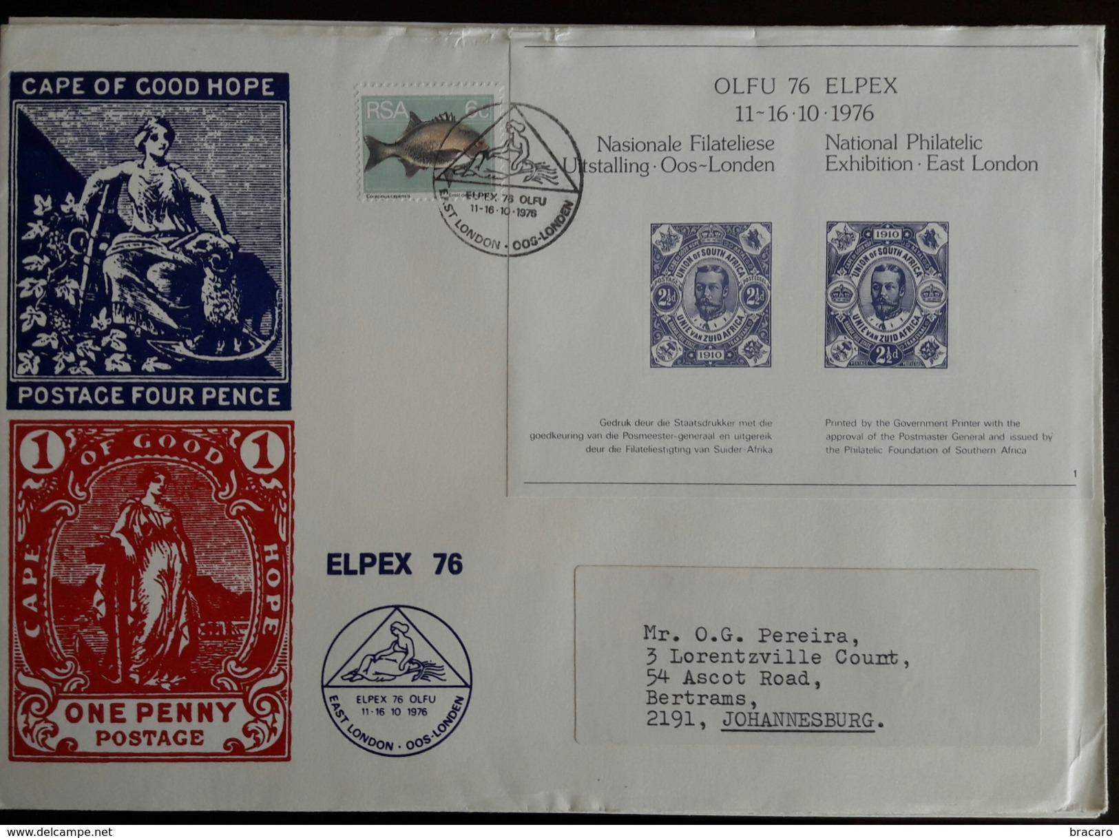 South Africa / Suid Afrika FDC - ELPEX 76 OLFU - East London / Oos-Londen 11/16.10.1976 - National Philatelic Exhibition - FDC