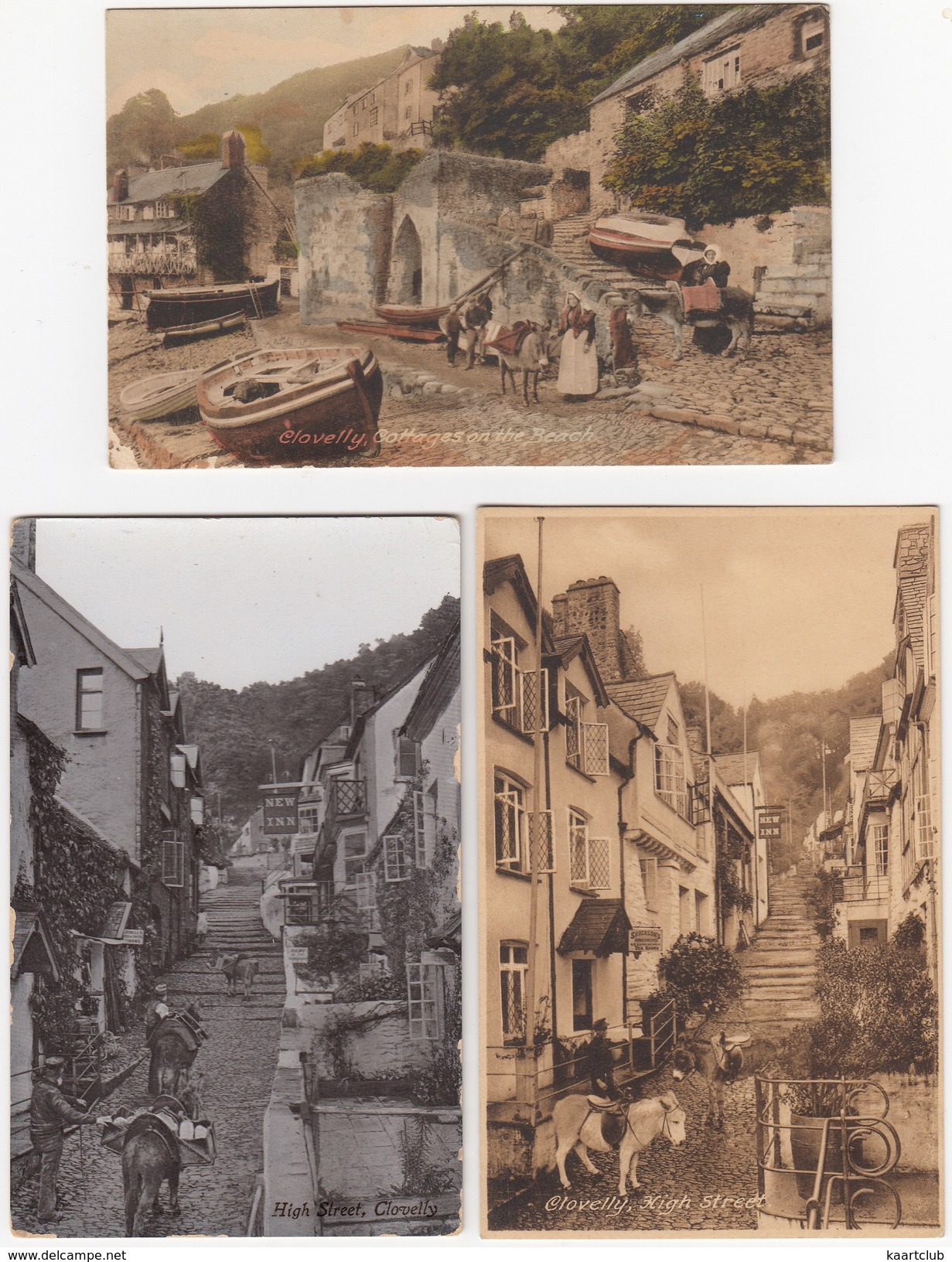 3 OLD POSTCARDS Of CLOVELLY - (Devon, England) - Clovelly