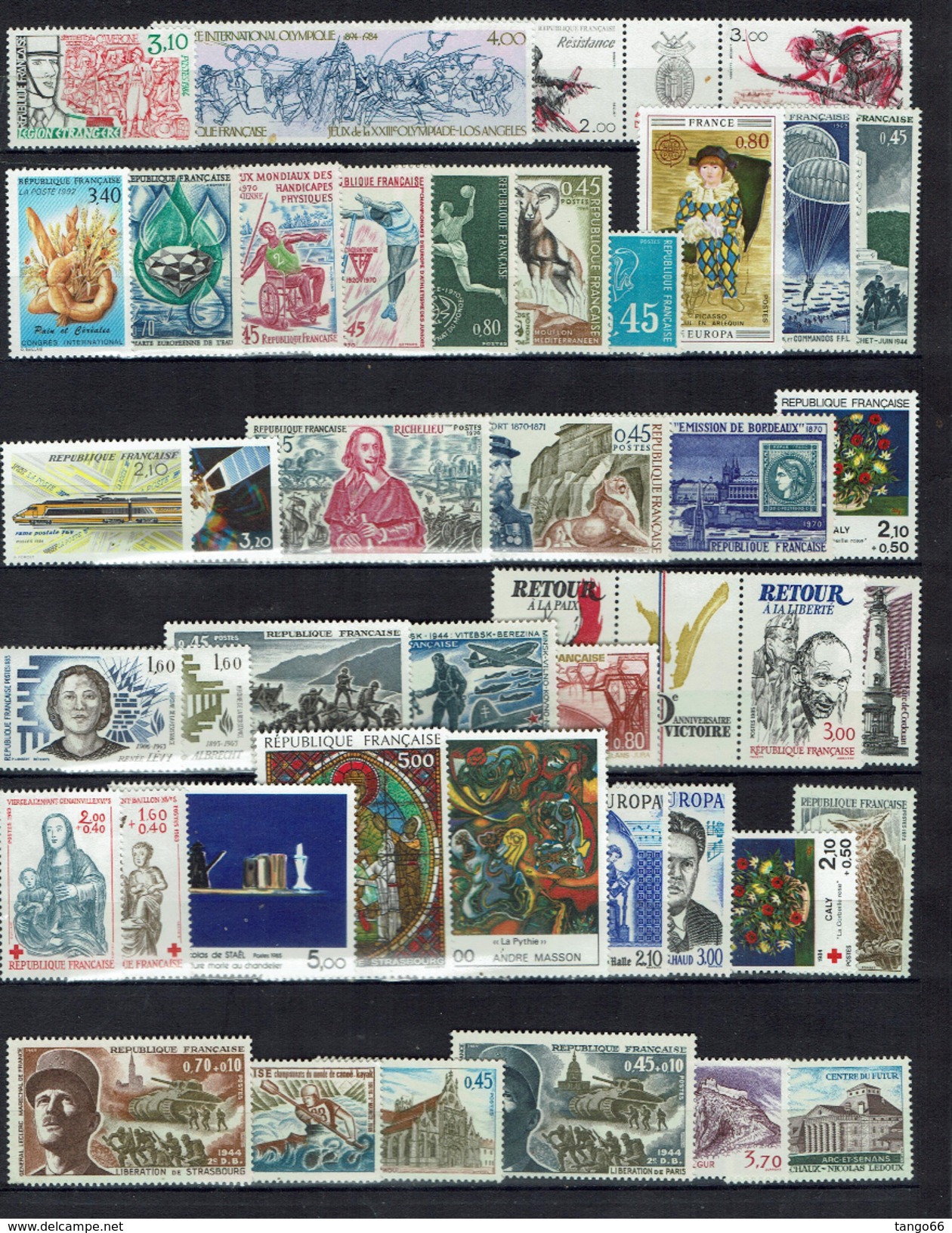 FRANCE: LOT DE 90 TIMBRES NEUFS: FACIALE 160 FRS (2 SCANS) - Autres & Non Classés