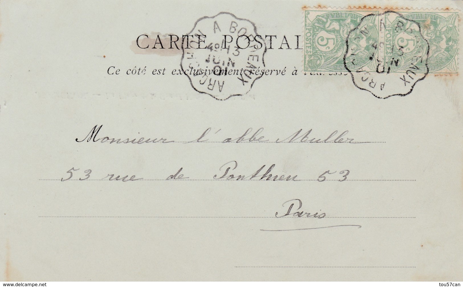 ARCACHON - GIRONDE - (30)  - CPA PRÉCURSEUR DE 1901  - BEL AFFRANCHISSEMENT POSTAL. - Arcachon