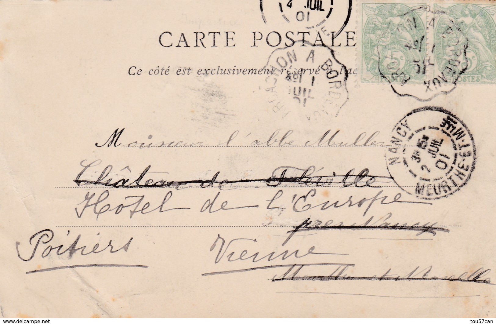 ARCACHON - GIRONDE - (30)  - CPA PRÉCURSEUR DE 1901  - BEL AFFRANCHISSEMENT POSTAL. - Arcachon