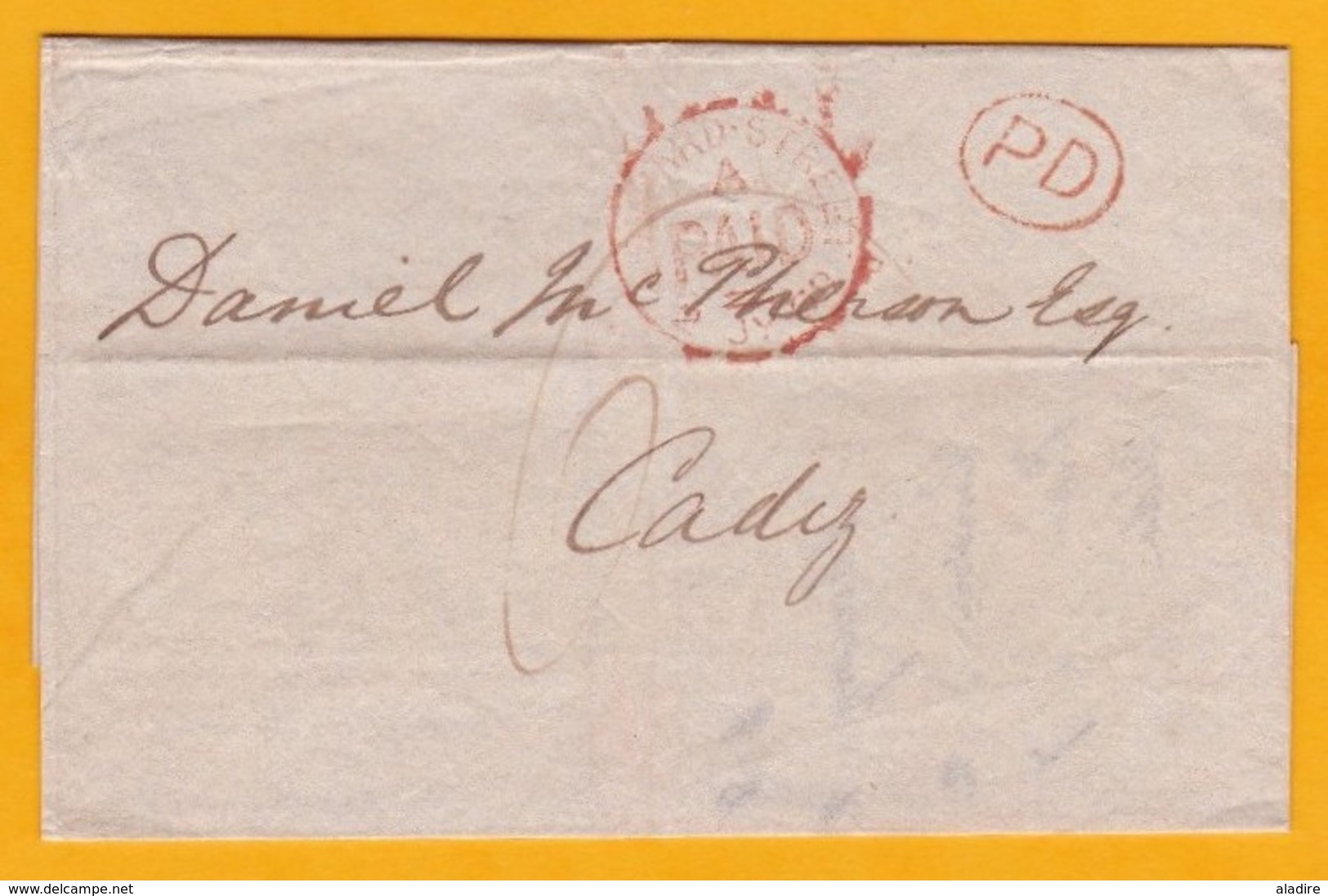 1869 - Enveloppe De Londres, GB Vers Cadiz, Espagne - Via France - Cachet à Date D' Arrivée - Marcophilie