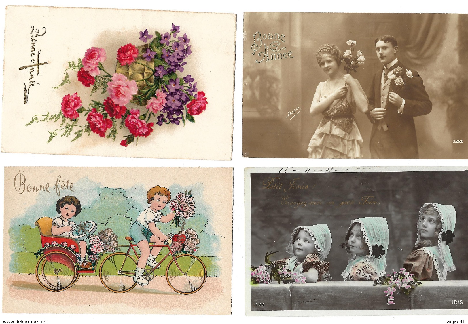 Fantaisies divers - Lot de 100 cartes - 1er avril - Noël - Enfants - Femmes - Fleurs - Couples - Pâques - etc