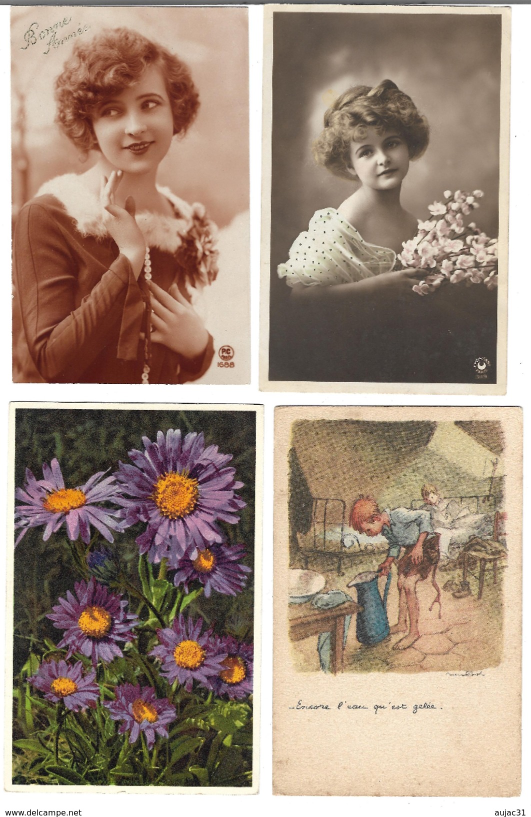 Fantaisies divers - Lot de 100 cartes - 1er avril - Noël - Enfants - Femmes - Fleurs - Couples - Pâques - etc