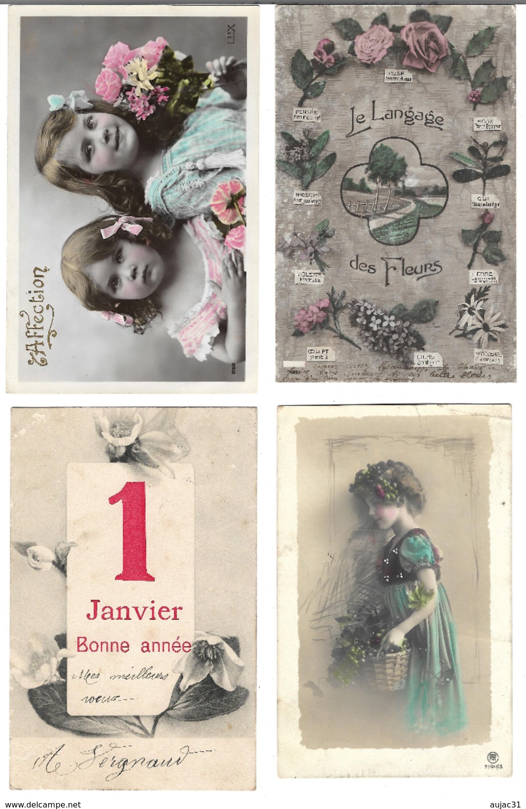 Fantaisies divers - Lot de 100 cartes - 1er avril - Noël - Enfants - Femmes - Fleurs - Couples - Pâques - etc