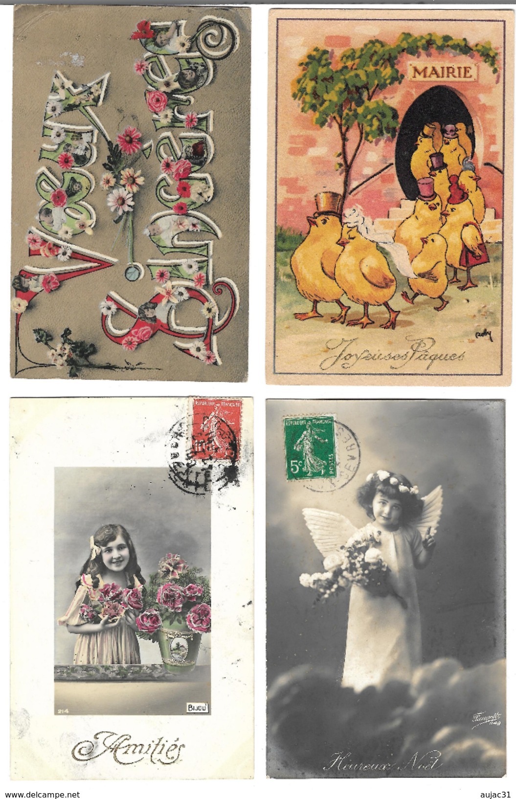 Fantaisies divers - Lot de 100 cartes - 1er avril - Noël - Enfants - Femmes - Fleurs - Couples - Pâques - etc