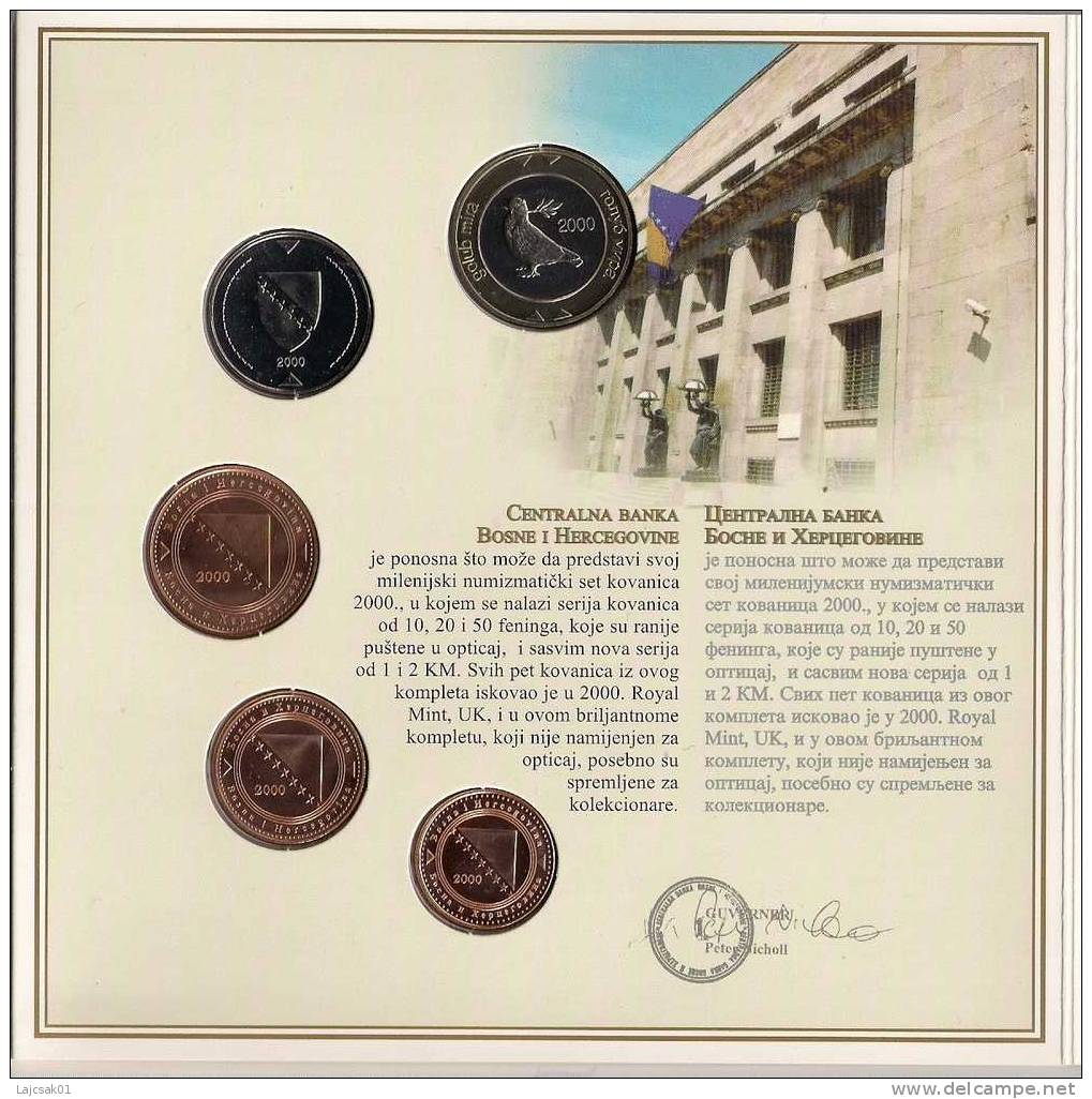 Official Millennium Coin Mint Set Of Bosnia And Herzegovina 2000.In Special Folder.RARE ! - Bosnia Erzegovina