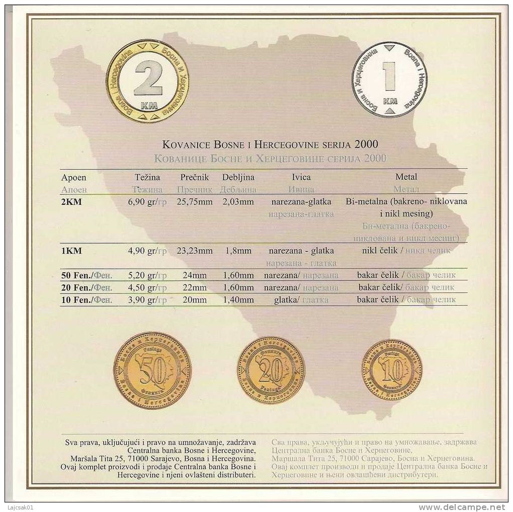 Official Millennium Coin Mint Set Of Bosnia And Herzegovina 2000.In Special Folder.RARE ! - Bosnia Erzegovina