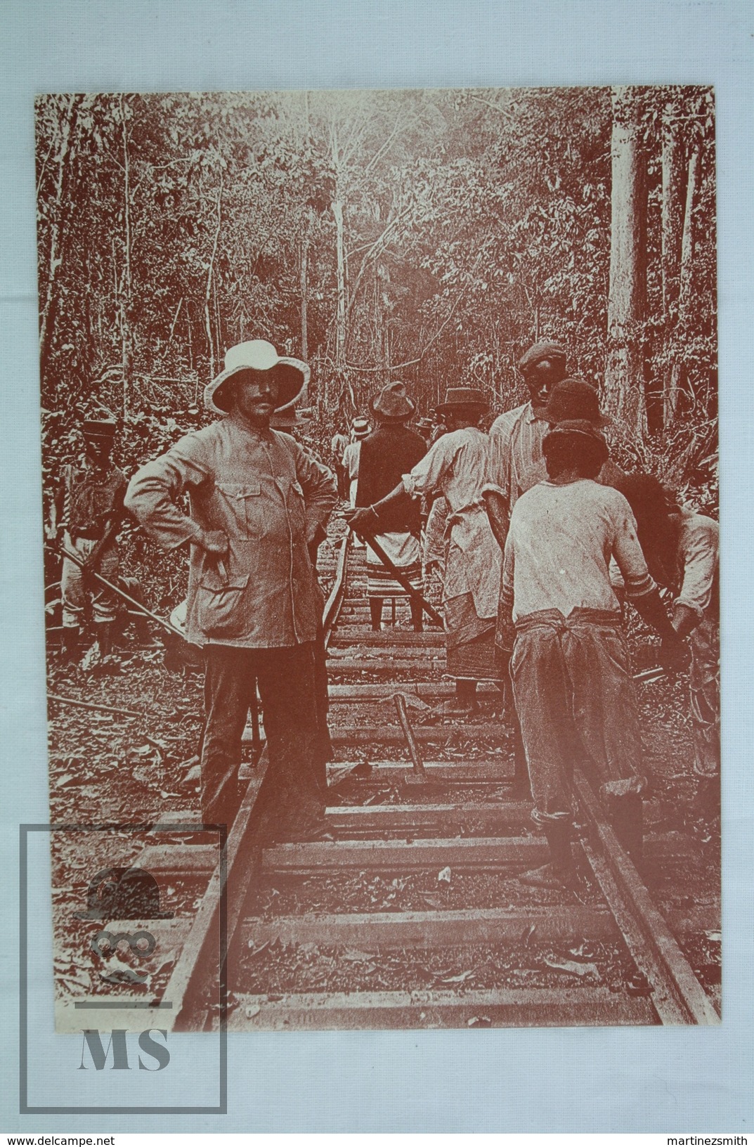 Reproduction Postcard/ Image From A 1912 Expedition To The Belgium Congo - People Working On Railway - África