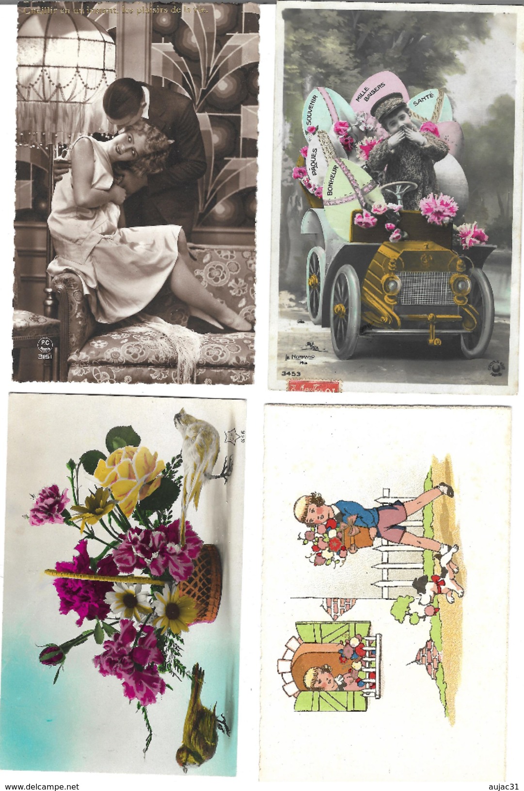 Fantaisies divers - Lot de 100 cartes - 1er avril - Noël - Enfants - Femmes - Fleurs - Couples - Pâques - etc