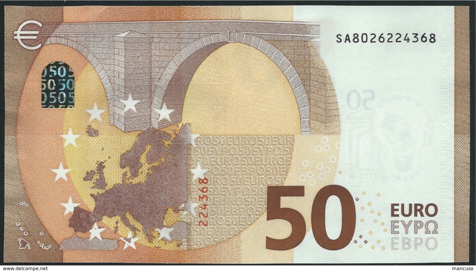 50 EURO ITALIA  SA  S003 H5   "02"  LAST POSITION - DRAGHI   UNC - 50 Euro