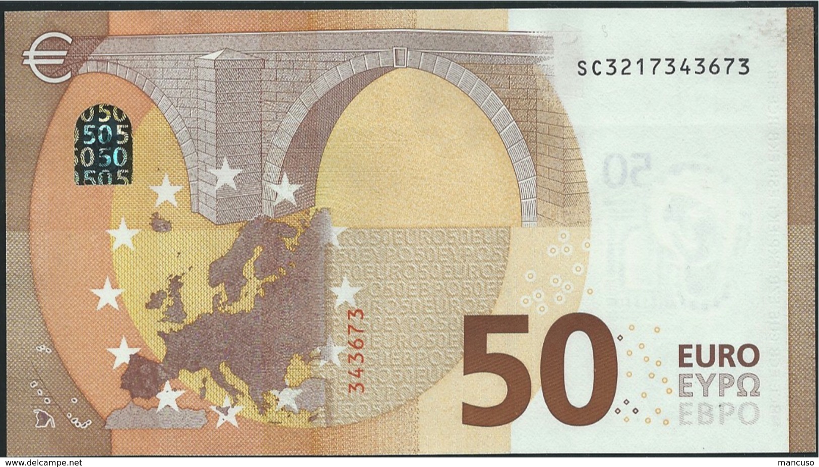 50 EURO ITALIA  SC  S008  - DRAGHI   UNC - 50 Euro