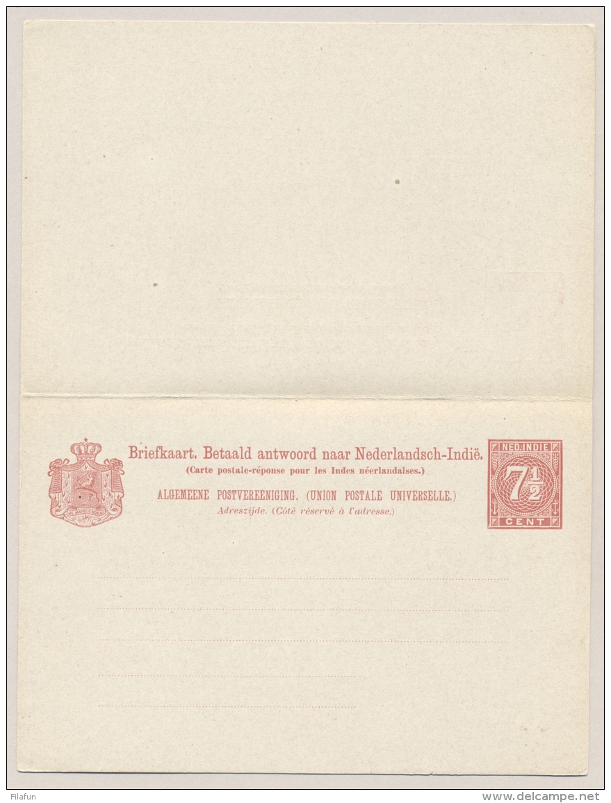 Nederlands Indië - 1892 - 7,5+7,5 Cent Cijfer, Briefkaart G13 H&G A13 - Ongebruikt - Nederlands-Indië