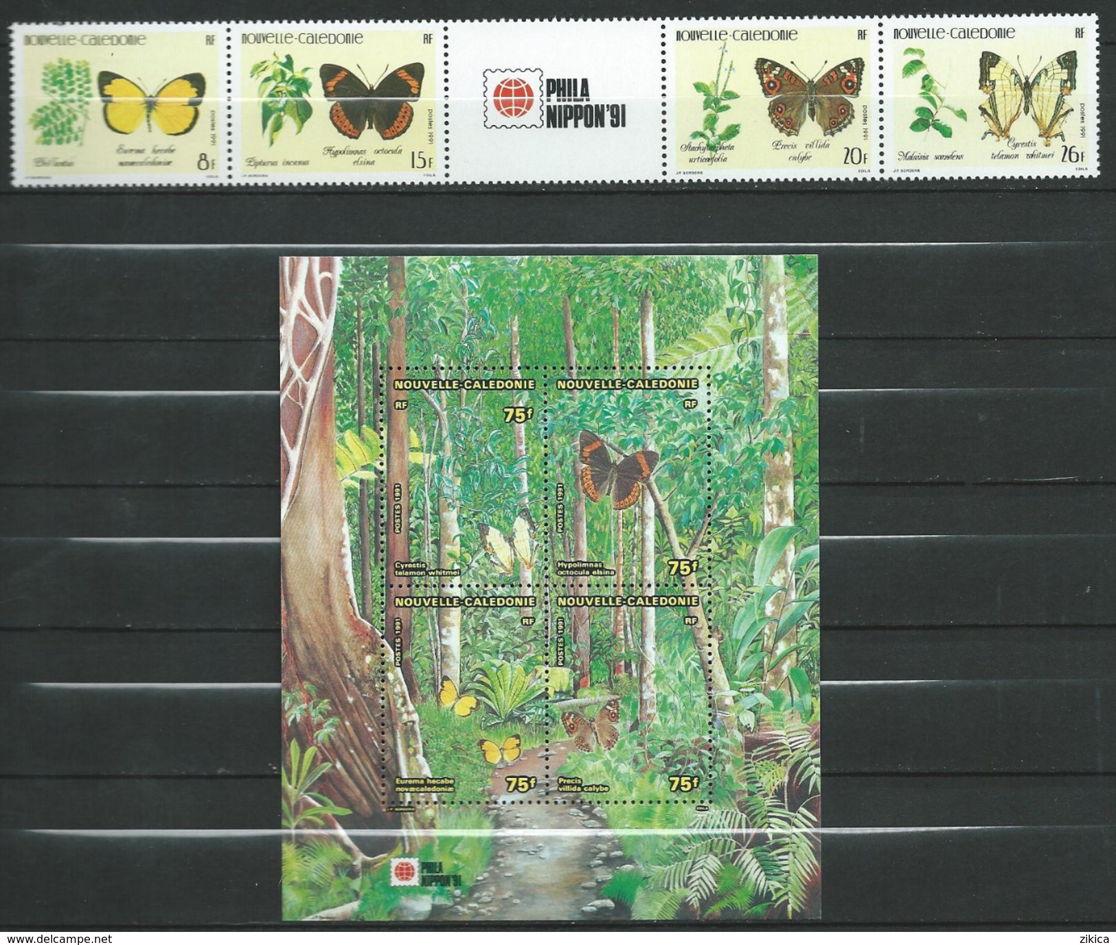 New Caledonia 1991 Internati. Stamp Exhibition "PHILANIPPON '91" - Tokyo, Japan - Plants And Butterflies.stamp & S/S.MNH - Neufs