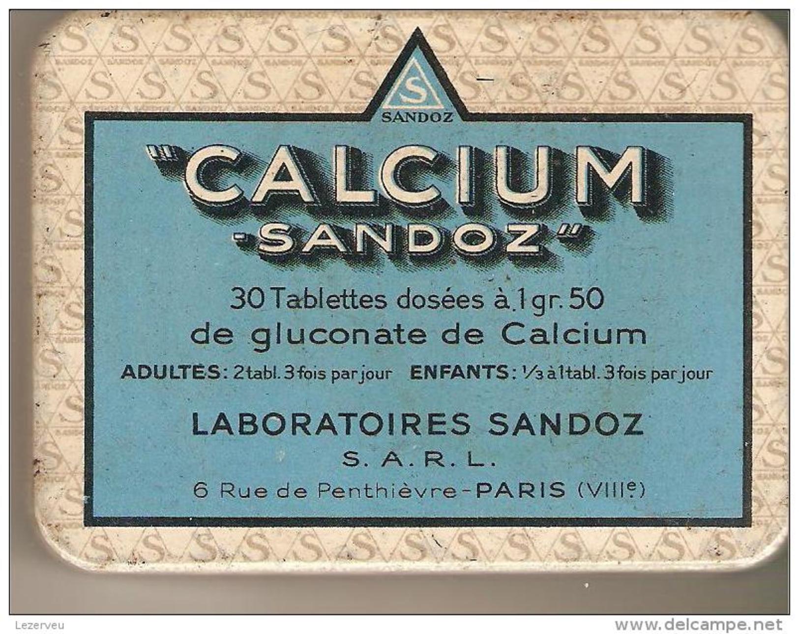 BOITE MEDICAMENT CALCIUM SANDOZ - Matériel Médical & Dentaire