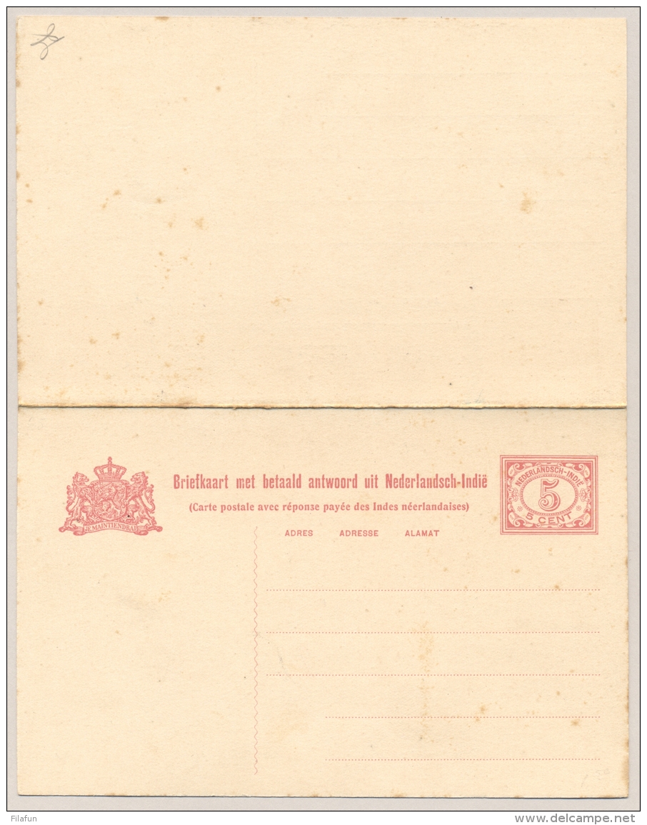 Nederlands Indië - 1914 - 5+5 Cent Vürtheim II, Briefkaart G24 - Ongebruikt - Roest/toning - Niederländisch-Indien