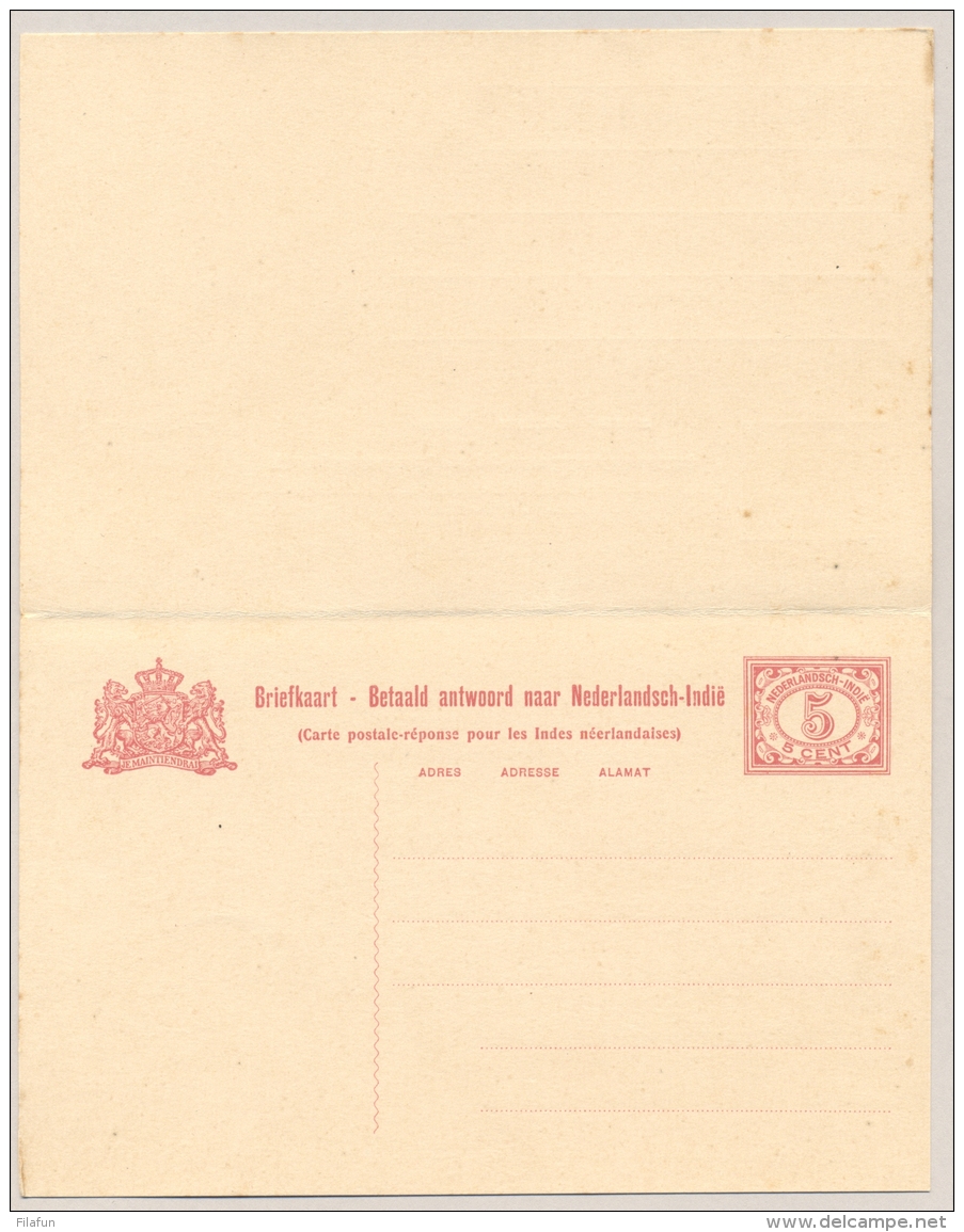 Nederlands Indië - 1914 - 5+5 Cent Vürtheim II, Briefkaart G24 - Ongebruikt - Roest/toning - Niederländisch-Indien