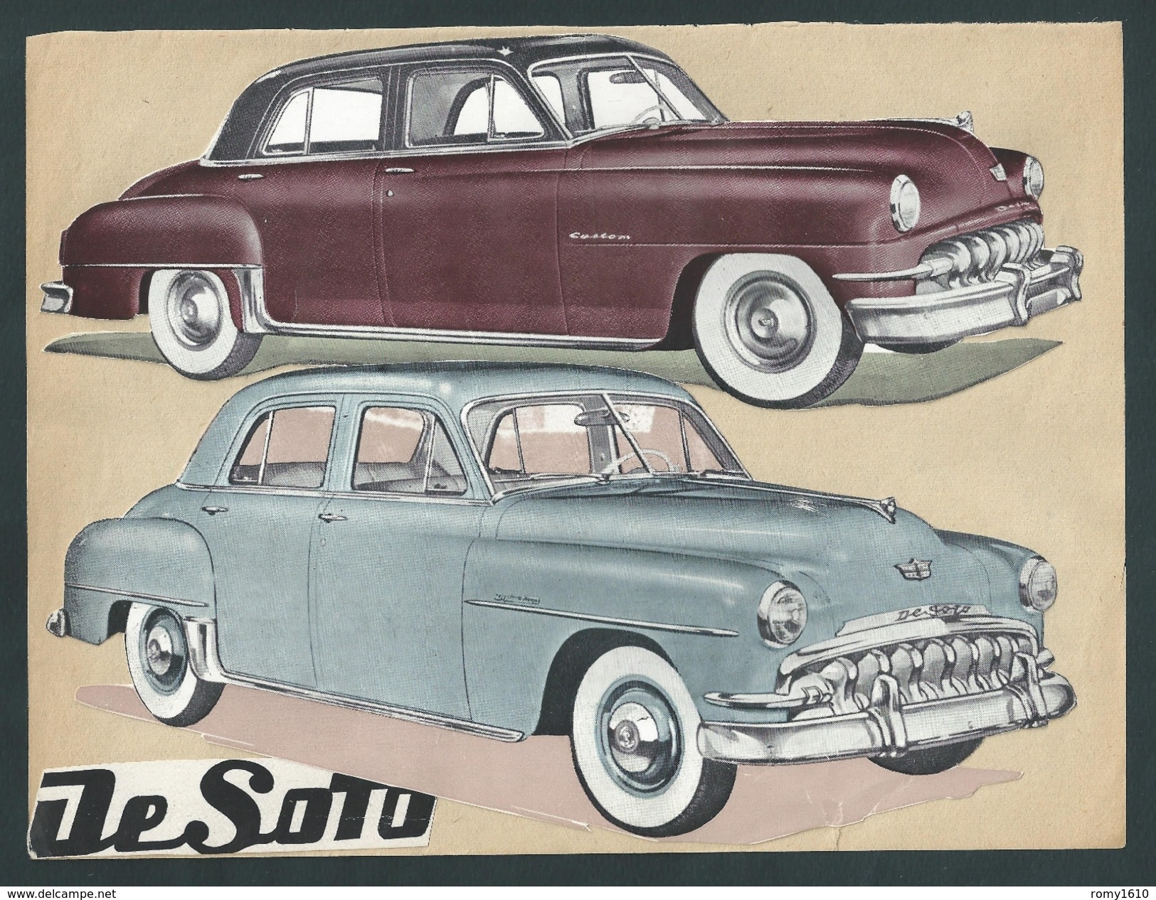 DE SOTO. Voitures Cabriolets Américains.10 Planches Provenant D'un Anc. Catalogue. Modèles Découpés Et Fixés Sur Papier. - Cars