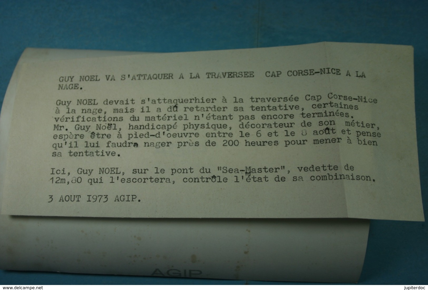 Guy Noël Va S'attaquer à Le Traversée Cap Corse-Nice à La Nage 3/8/73 /24/ - Sports