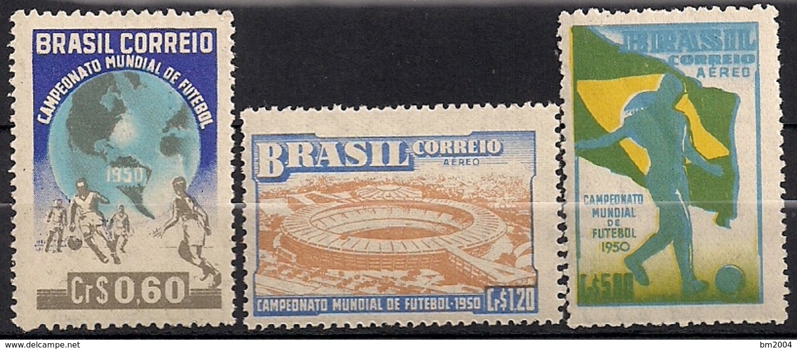 1950 Brasilien Mi. 752-4 **MNH Fußball-Weltmeisterschaft - Nuovi