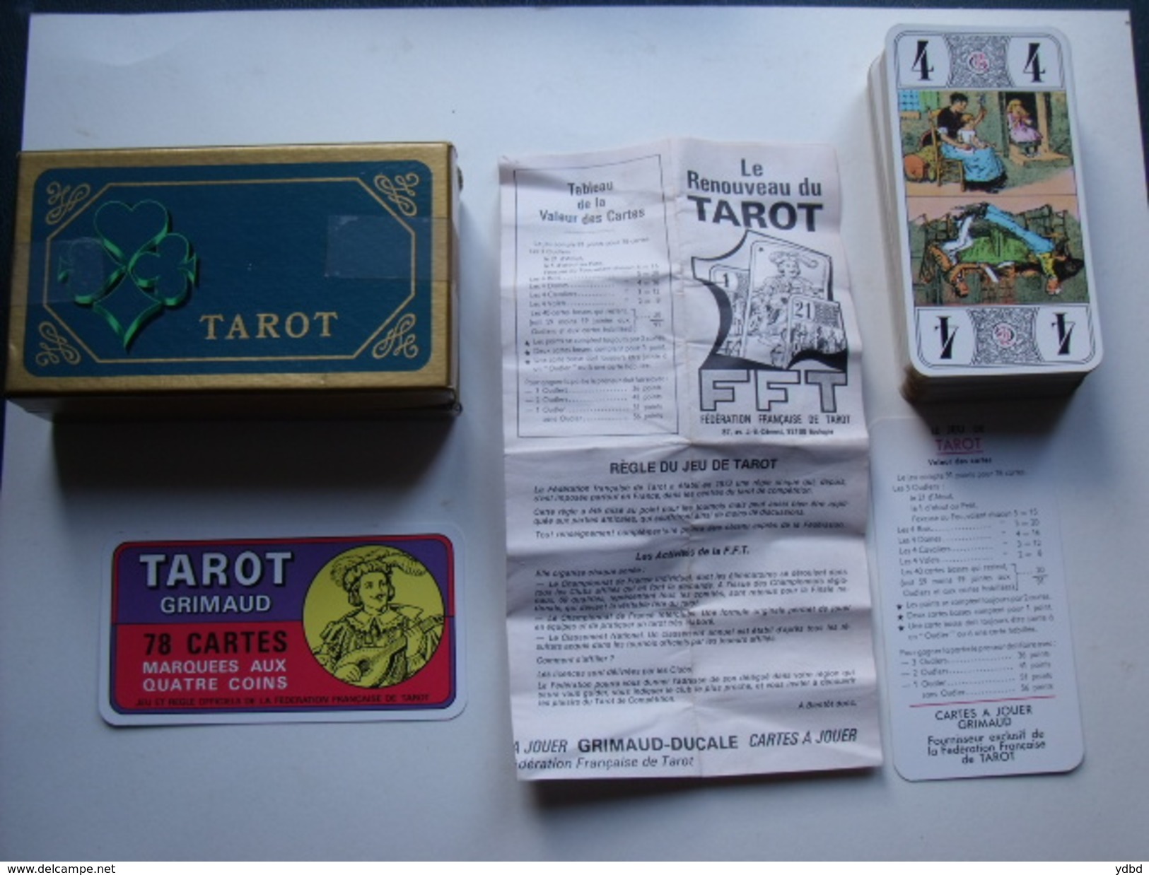 JEU DE TAROT GRIMAUD EN BOITE D ORIGINE AVEC REGLE OFFICIELLE DE LA FFT - Cartes à Jouer Classiques