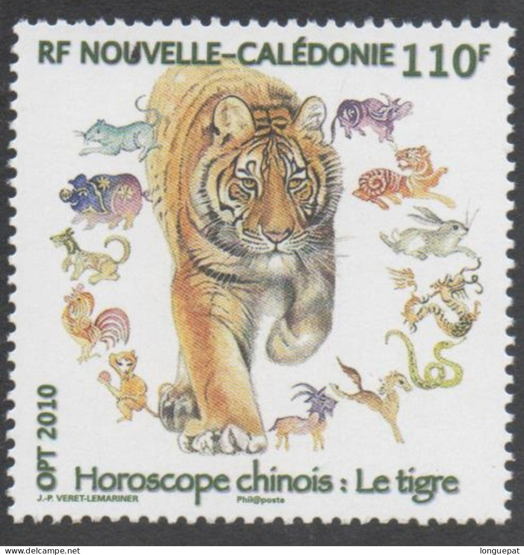Nelle CALEDONIE - Année Lunaire Chinoise Du Tigre : Tigre Entouré Des Animaux Du Zodiaque Chinois - - Neufs