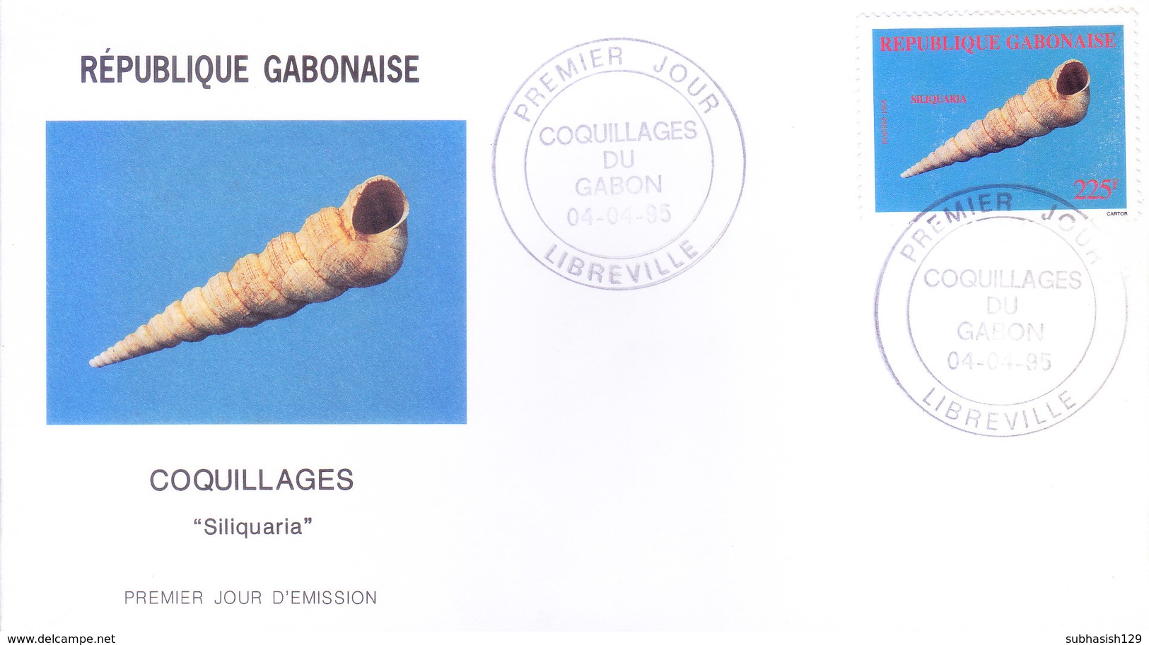 GABON 04-04-1995 FIRST DAY COVER - COQUILLAGES / SILIQUARIA - Gabon