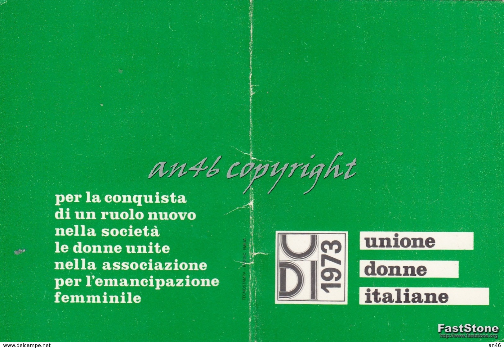 TESSERA_UDI_Unione Donne Italiane_1973-Originale 100% - Publicidad