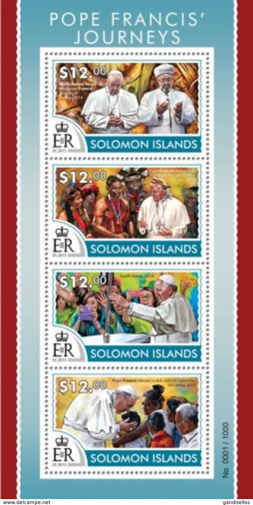 SOLOMON ISLANDS 2015 SHEET PAPE FRANÇOIS PAPA FRANCISCO POPE FRANCIS POPES PAPES PAPAS RELIGION Slm15312a - Solomon Islands (1978-...)