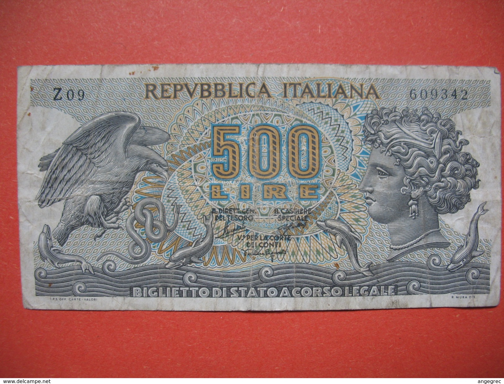Billet De Banque  De 500 Lire  Republbica Italiana N° O 01 - 057479 Et  Z 09 - 609342 - 500 Lire