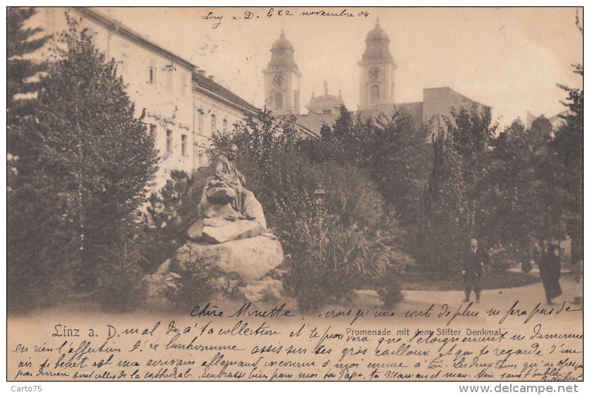 Autriche - Linz A. D. - Promenade Mit Dem Stifter Denkmal- Postmarked 1904 - Linz