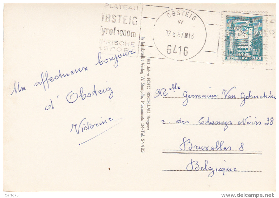 Autriche - Obsteig - Postmarked 1967 - Imst