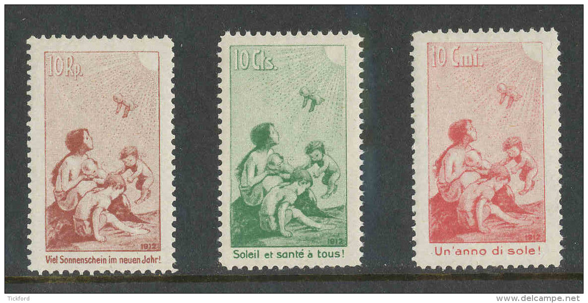 SUISSE 1912 -  PRO JUVENTUTE Précurseurs NEUFS - 3 Valeurs NEUFS * MLH/ ** MNH - RARE - Unused Stamps