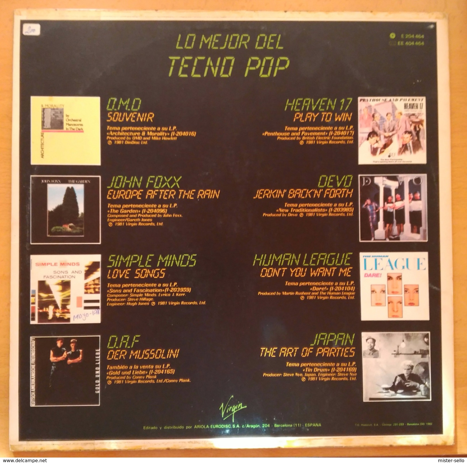 LO MEJOR DEL TECNO POP. L.P. USADO - USED. - Dance, Techno & House