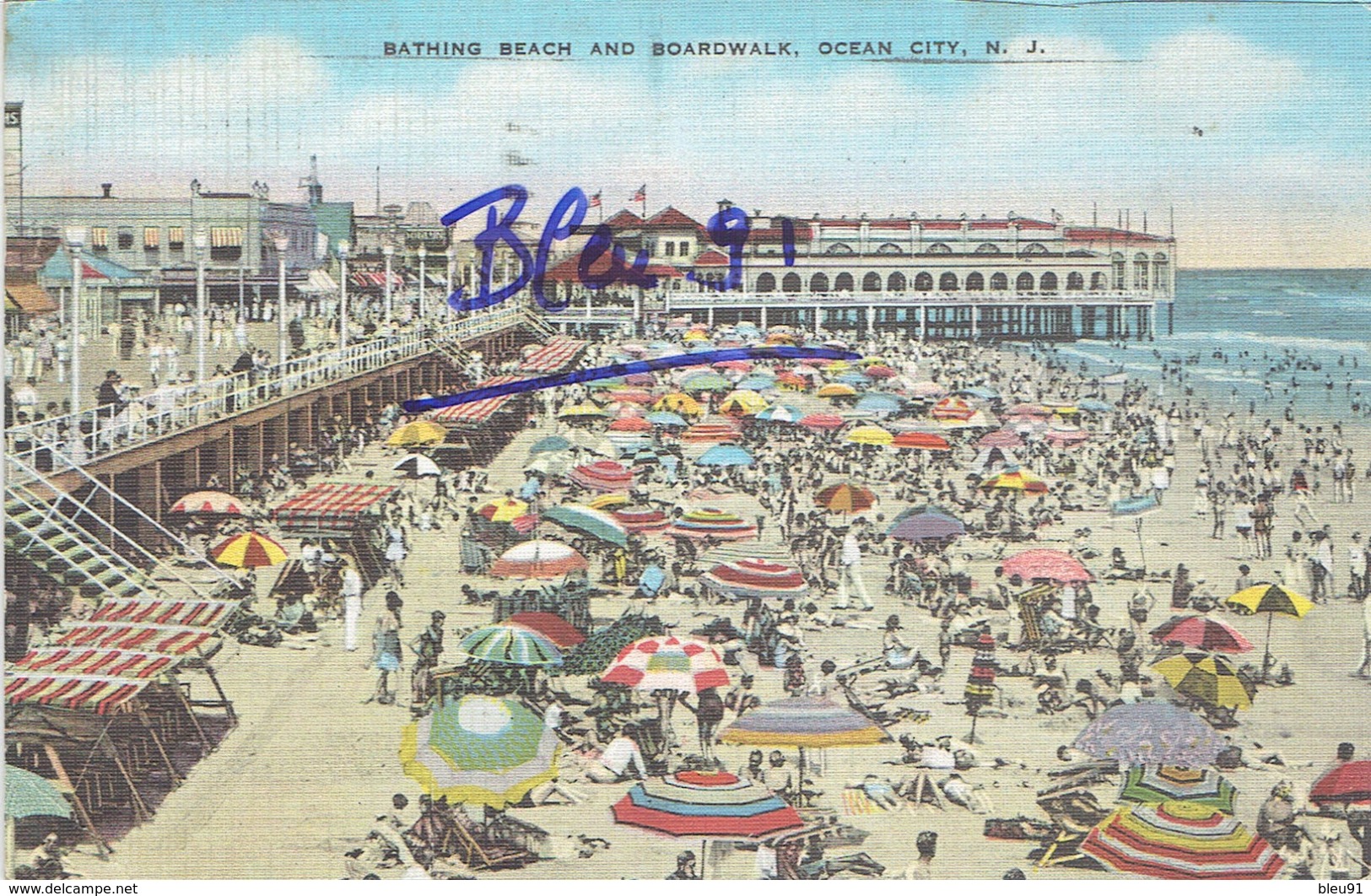 OCEAN CITY BATHING BEACH AND BOARDWALK 1939 - Ocean City