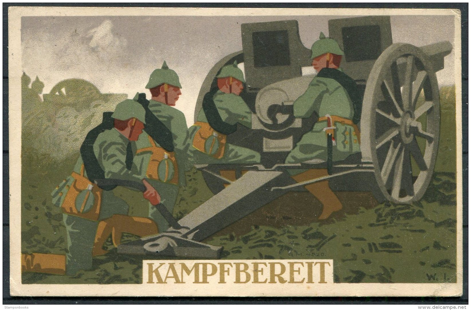 1914 Gemany Military Partiotic Kampfbereit Artilary Postcard. Augsburg Feldpost - Briefe U. Dokumente