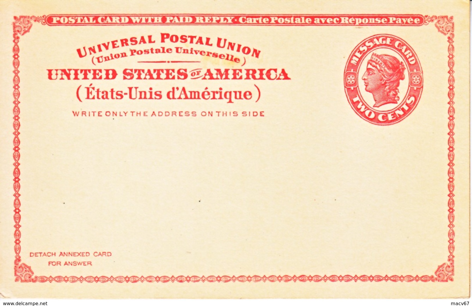 US UY 11  **  WITH  REPLY CARD   ATTACHED, - 1921-40