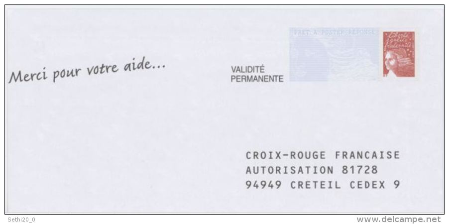 France PAP Réponse  Luquet RF 0206285 Croix Rouge Française Red Cross - PAP: Ristampa/Luquet