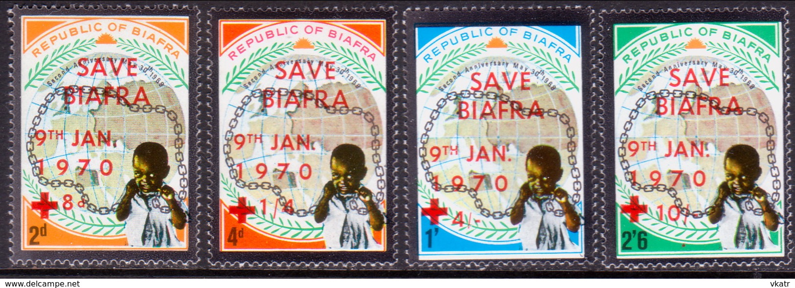 NIGERIA BIAFRA 1970 MI #49-53 Compl.set MNH CV 50&euro; SAVE BIAFRA 9th JAN 1970 - Nigeria (1961-...)