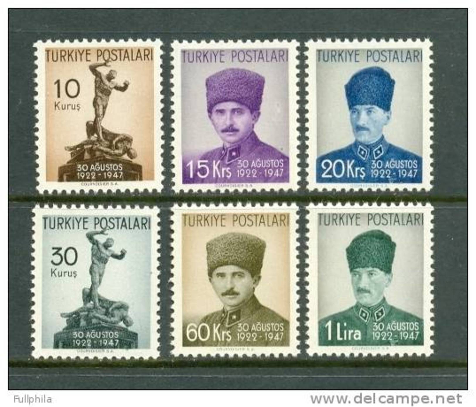 1947 TURKEY THE 25TH ANNIVERSARY OF THE SUPREME MILITARY COMMAND MAJOR BATTLE MNH ** - Nuevos