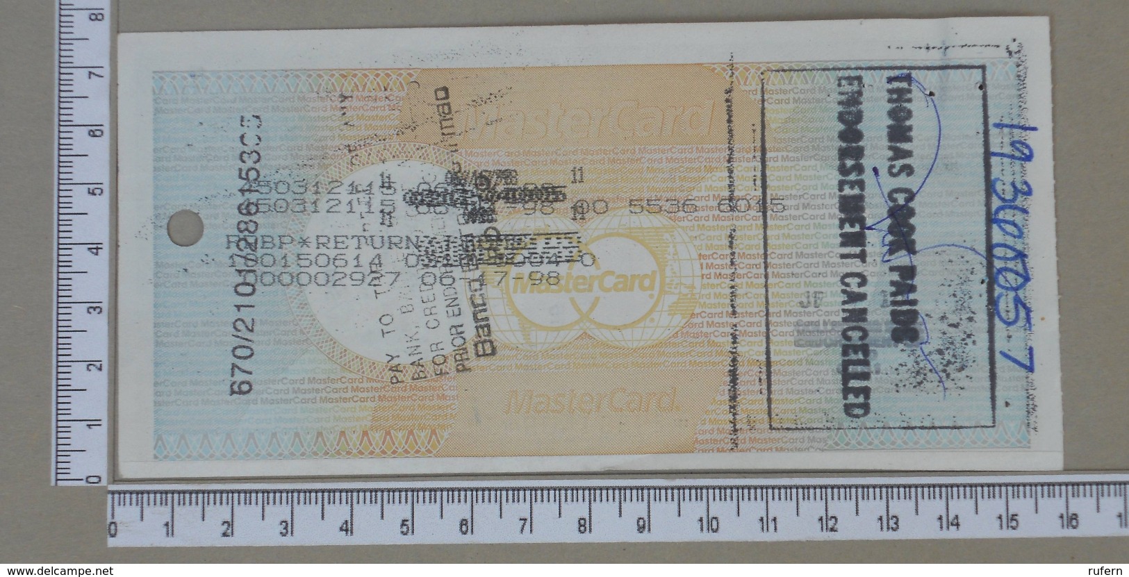 USA 500 DOLLARS  - TRAVELERS CHEQUE MASTER CARD    - (Nº18169) - Chèques & Chèques De Voyage