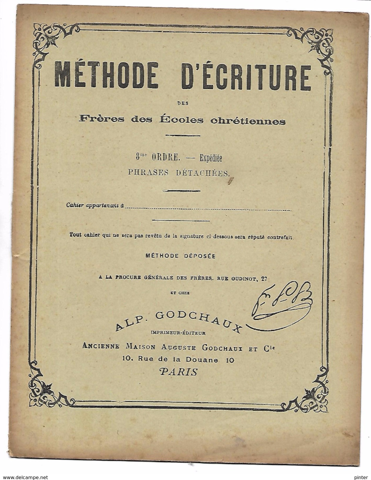 METHODE D'ECRITURE Des Frères Des Ecoles Chrétiennes - CAHIER - 8me ORDRE - Manuscripts