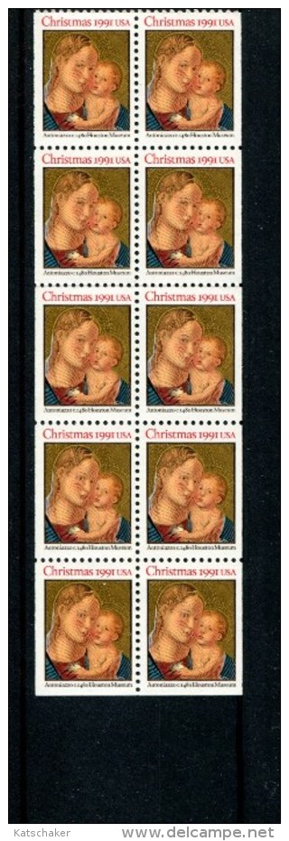 271648428 USA 1991 ** MNH SCOTT 2578a Christmas Madonna And Child - Unused Stamps