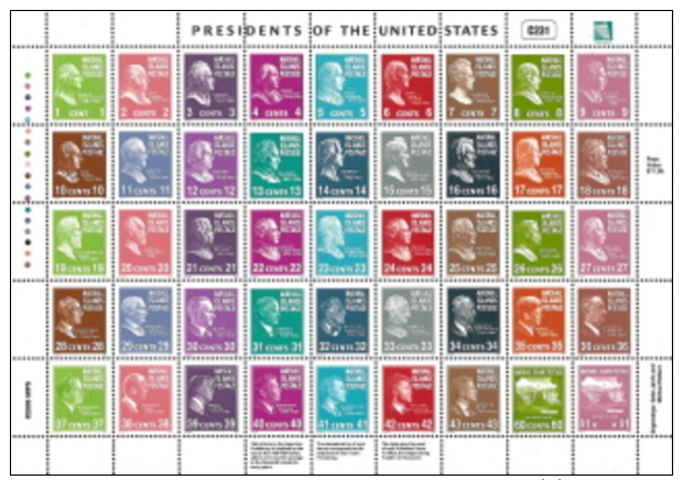 Marshall Islands, Scott 2014 # 875,  Issued 2005,  Sheet Of 45,  MNH,  Cat $ 31.00, Presidents - Marshall Islands