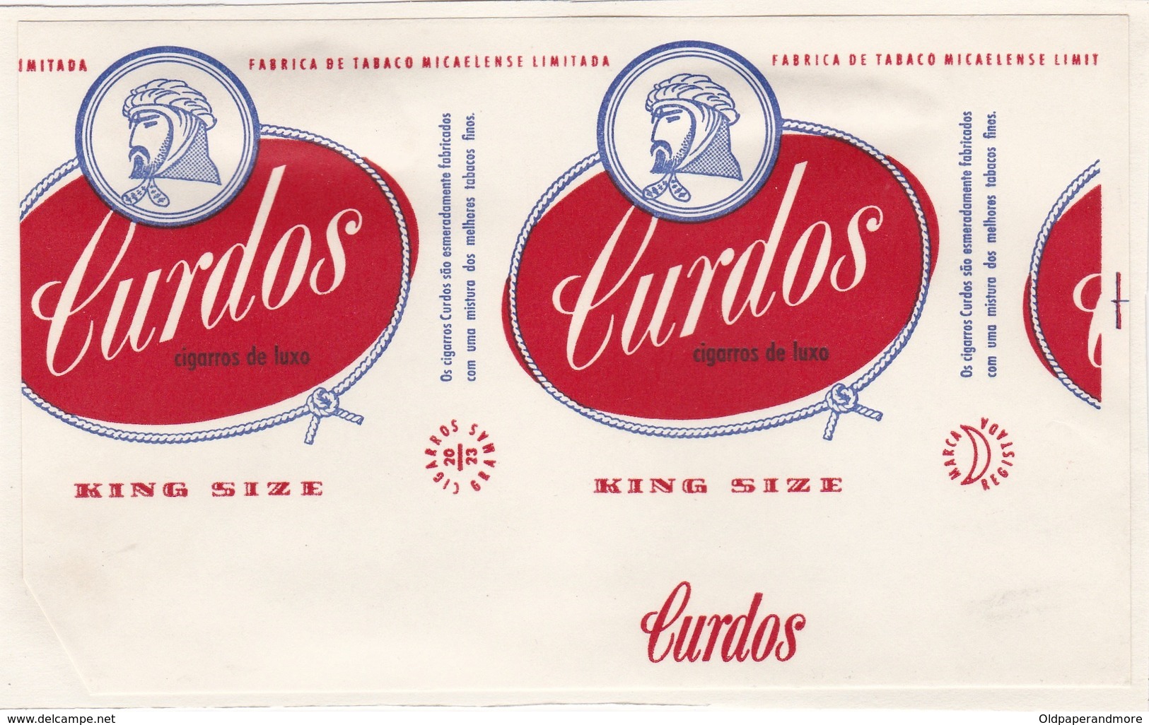 PORTUGAL AÇORES AZORES TOBACCO LABEL - CURDOS - FABRICA DE TABACOS MICAELENSE - Other & Unclassified