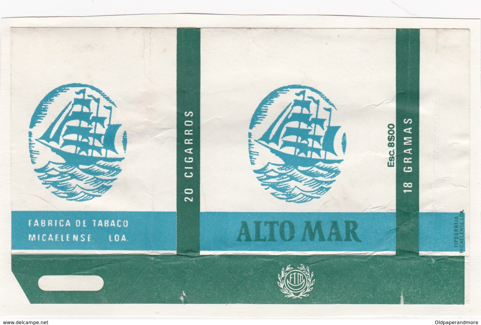 PORTUGAL AÇORES AZORES TOBACCO LABEL - ALTO MAR   - FABRICA DE TABACOS MICAELENSE - Sonstige & Ohne Zuordnung