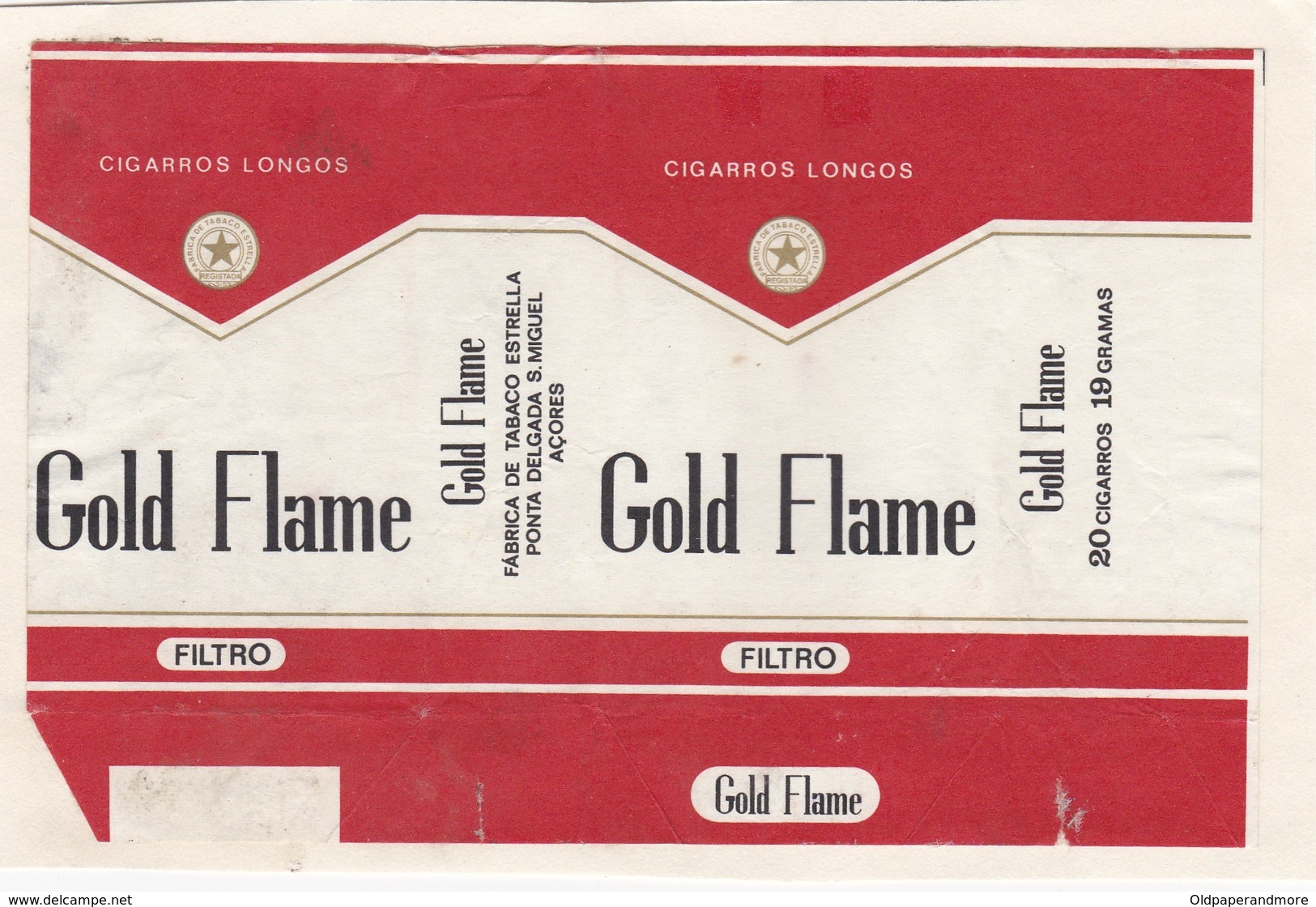 PORTUGAL AÇORES AZORES TOBACCO LABEL - GOLD FLAME - FABRICA DE TABACOS ESTRELA PONTA DELGADA - Bocchino