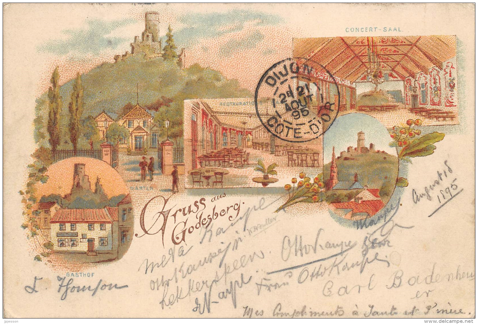 BONN  GODESBERG  GRUSS AUS   CARTE DESSINEE   VUES MULTIPLES  PIONNIERE  1895 - Bonn