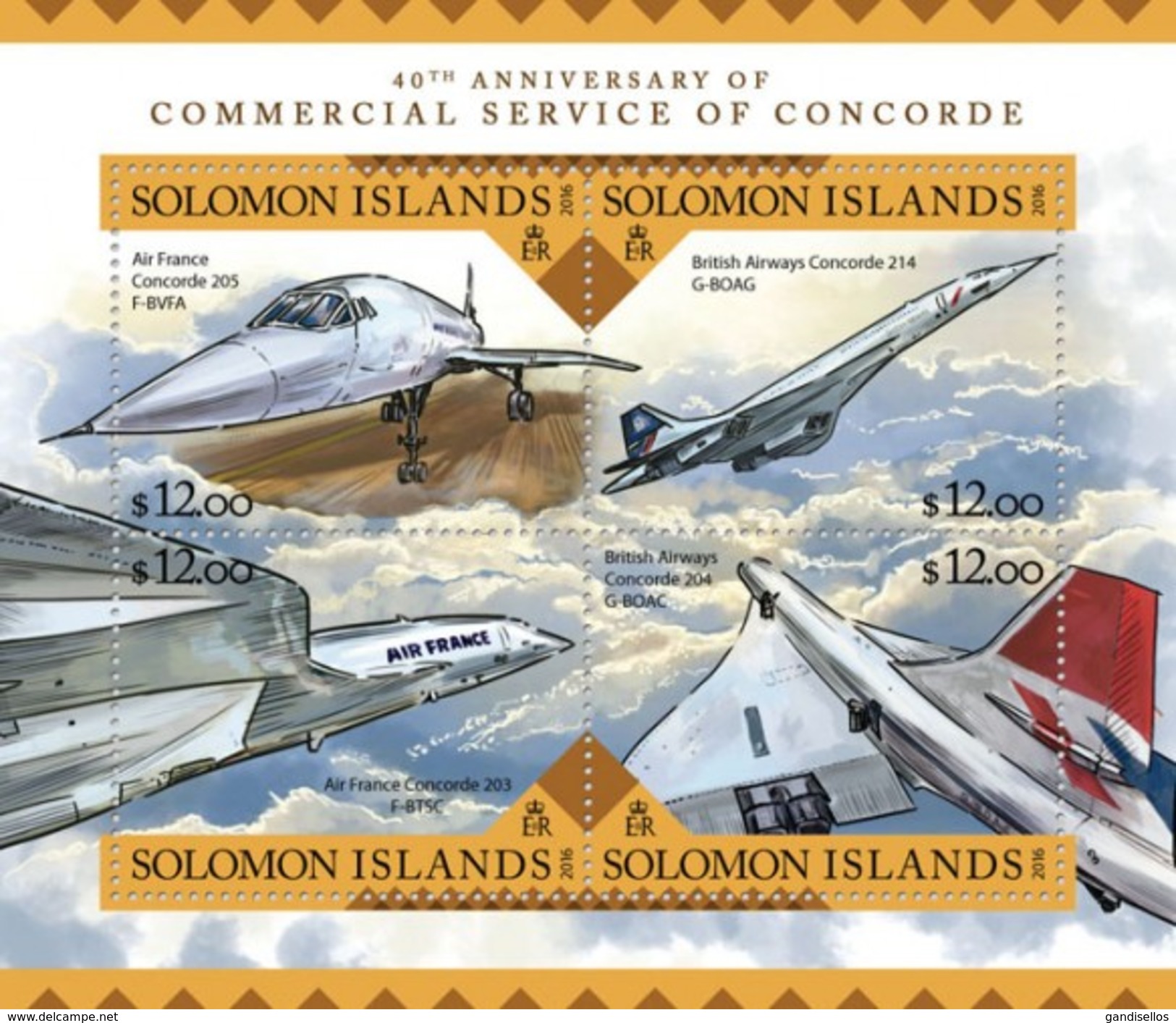 SOLOMON ISLANDS 2016 SHEET CONCORDE AVIATION PLANES AVIONES Slm16204a - Salomon (Iles 1978-...)