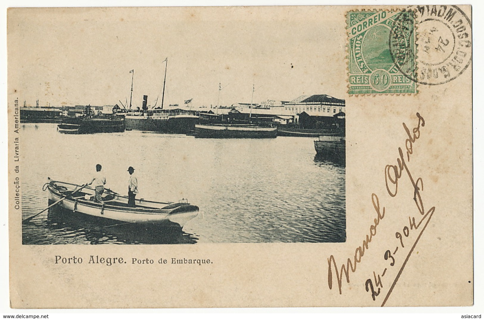 Porto Alegre Porto De Embarque  Livraria Americana  P. Used To France 1904 - Porto Alegre